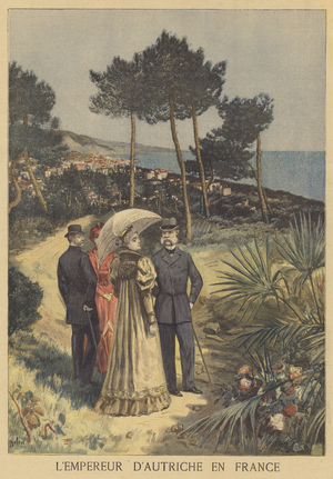 The Emperor of Austria in France (colour litho)