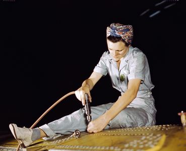 Drilling on a Liberator Bomber.