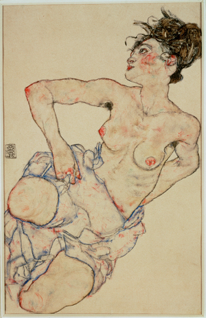Kneeling female semi-nude