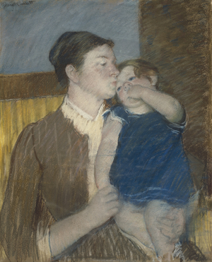Young Mother, 1888 (pastel on blue-gray wove paper (faded to tan), mounted on canvas, on a strainer)