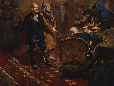 Interrogation of Communists by the White Army during the Russian Civil War (colour litho)