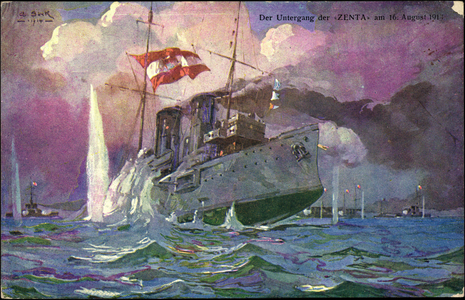 Artist Fall of the S.M.S Zenta, 16 August 1914