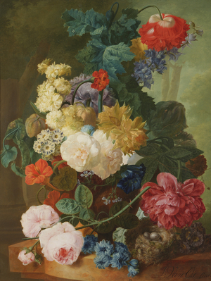 Roses, Peony, Auricula and Fritillary in a Vase