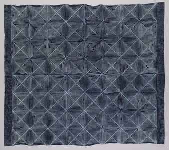 Stitched resist-dyed textile (adire alabere), Late 20th century (cotton, indigo, and raffia)