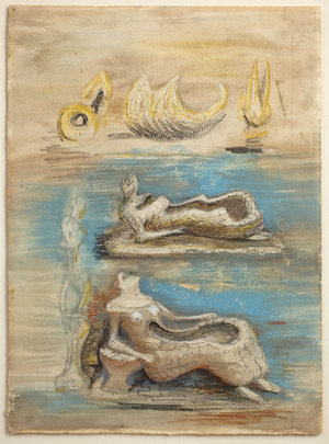 A Land: His Lines Follow Life Back into the Stone, 1950 (mixed media on paper)