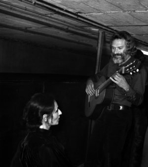 French Singers Georges Moustaki and Barbara (Monique Andree Serf) during a concert in Saint Ouen, 15 October 1969 (photo)