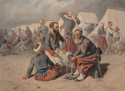 Zouaves in Camp, 1865 (w/c on paper)