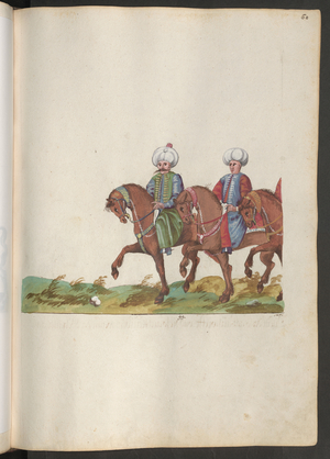 The court of a pasha and sultan: two courtiers on horseback