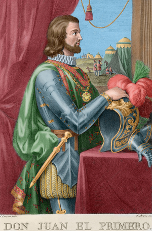 Spain. King John I of Castile (1358-1390). Portrait. Engraving. coloured.