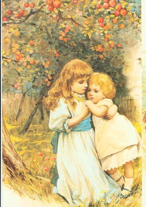 Children Embracing Magazine Plate, UK, 1880s