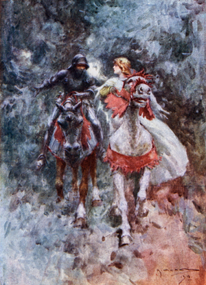 The Knight And The Lorelei (colour litho)