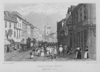 Market day, Dartford, Kent (engraving)