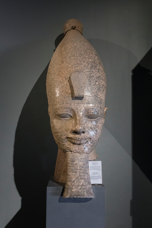Head of Amenhotep III, 1403-1365 BC, from Qurna (granite)