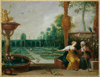 Vertumnus and Pomona, Roman god of seasons, and the goddess of fruit and gardens, 1683 (oil on copper)