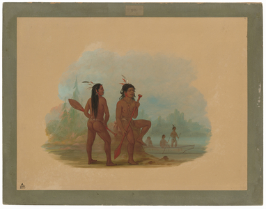 Two Young Hyda Men, 1855-1869 (oil on card mounted on paperboard)