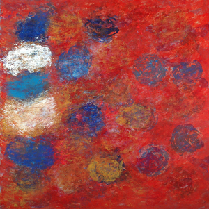 Hot Red and Blue (acrylic on canvas)