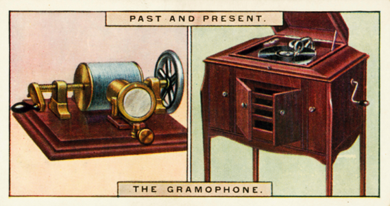 Past & Present: The Gramophone (colour litho)