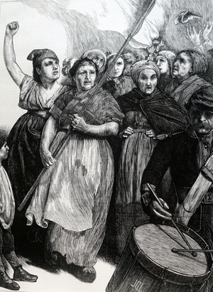 A band of 'Vengereuses', one wearing a Cap of Liberty, 1850