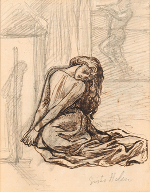 Sister Helen, c.1870 (graphite and brown ink on paper mounted on board)