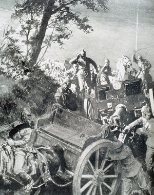 First World War. German battery attacked.