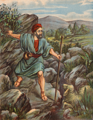Finding the Lost Sheep (colour litho)