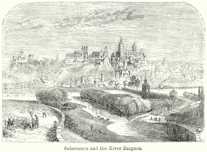 Salamanca and the River Zurguen (engraving)