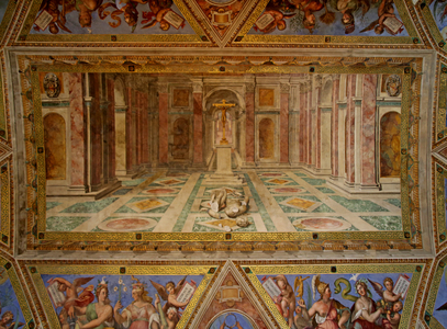 The ceiling of the Constantine Room: the Fall of the idols and the triumph of Christianity, 1582 (fresco)