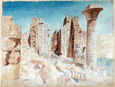 Ruins in the Karnak temple complex at Thebes (Luxor). Nestor l'Hote (1804-1842) French Egyptologist. 