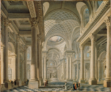 Interior of the Madeleine church, based on a project by Contant d'Ivry, circa 1763 (oil on canvas)