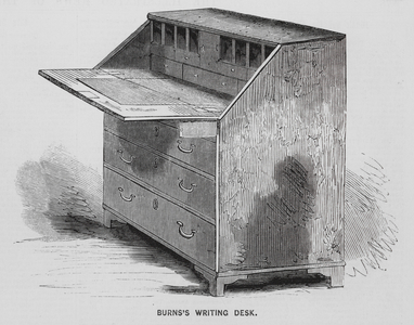 Writing desk of Robert Burns (engraving)