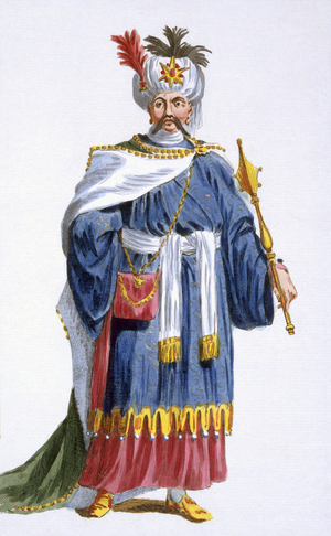 Japanese Emperor Kaogun, 1780 (coloured engraving)