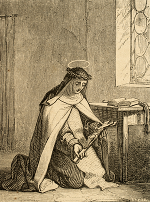 Saint Mary Magdalene of Pazzi (1566-1607). Italian Carmelite. Engraving.