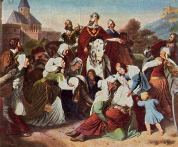 The women of Weinsberg, 21 December 1140 (enhanced colour litho)