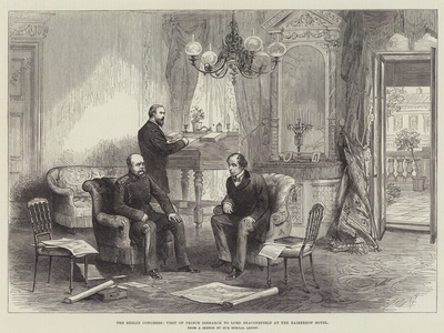 The Berlin Congress, Visit of Prince Bismarck to Lord Beaconsfield at the Kaiserhof Hotel (engraving)
