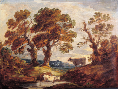 Wooded Landscape with Cows, c.1795 (oil on paper)