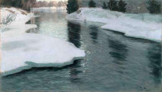 Melting Snow, 1887 (pastel on tan wove paper, laid down on canvas & wrapped around a strainer)