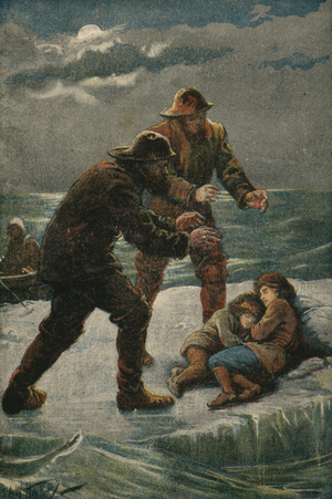 Timely rescue (colour litho)