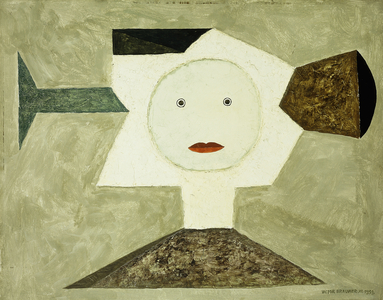 Portrait Through a Mirror; Portrait du Cote Miroir, 1959 (oil and plaster on panel)