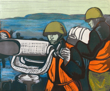 Signal Men, 1970s (linocut)