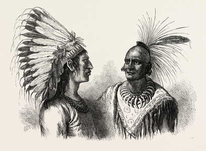 Red Indian Warriors, US, USA, 1870s Engraving