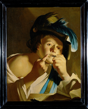 Boy with jew's harp (painting on canvas)