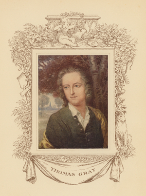 Portrait of the poet Thomas Gray (colour litho)