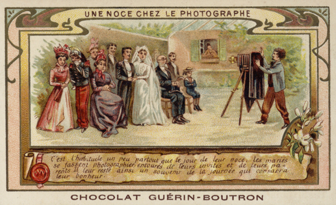 Wedding party at the photographer's (chromolitho)