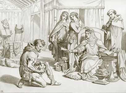 Martin Lightfoot undertakes to be the bearer of the letter to Earl Leofric (engraving)