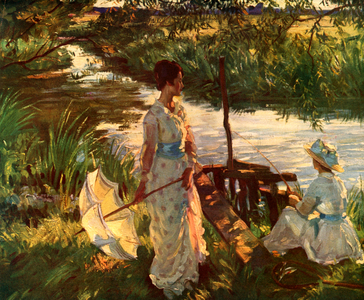 Fishing, Book Plate, 1910s (colour litho)