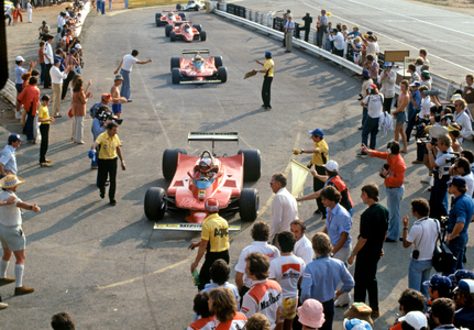 Jody Scheckter and Gilles Villeneuve in Ferrari 312T3s, 1979 (photo)
