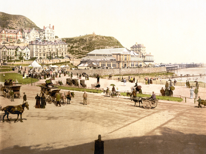 On the beach, Llandudno (hand-coloured photo)
