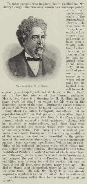 The late Mr H G Hine (engraving)