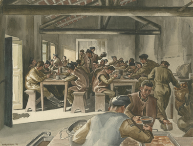 Lunch Hour, Airmen's Mess, 1944 (w/c on paper)