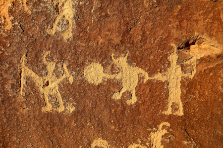 In Nine Mile Canyon on Warrior Ridge various Fremont fighting and battle scenes from the panels., 2005 (photo)